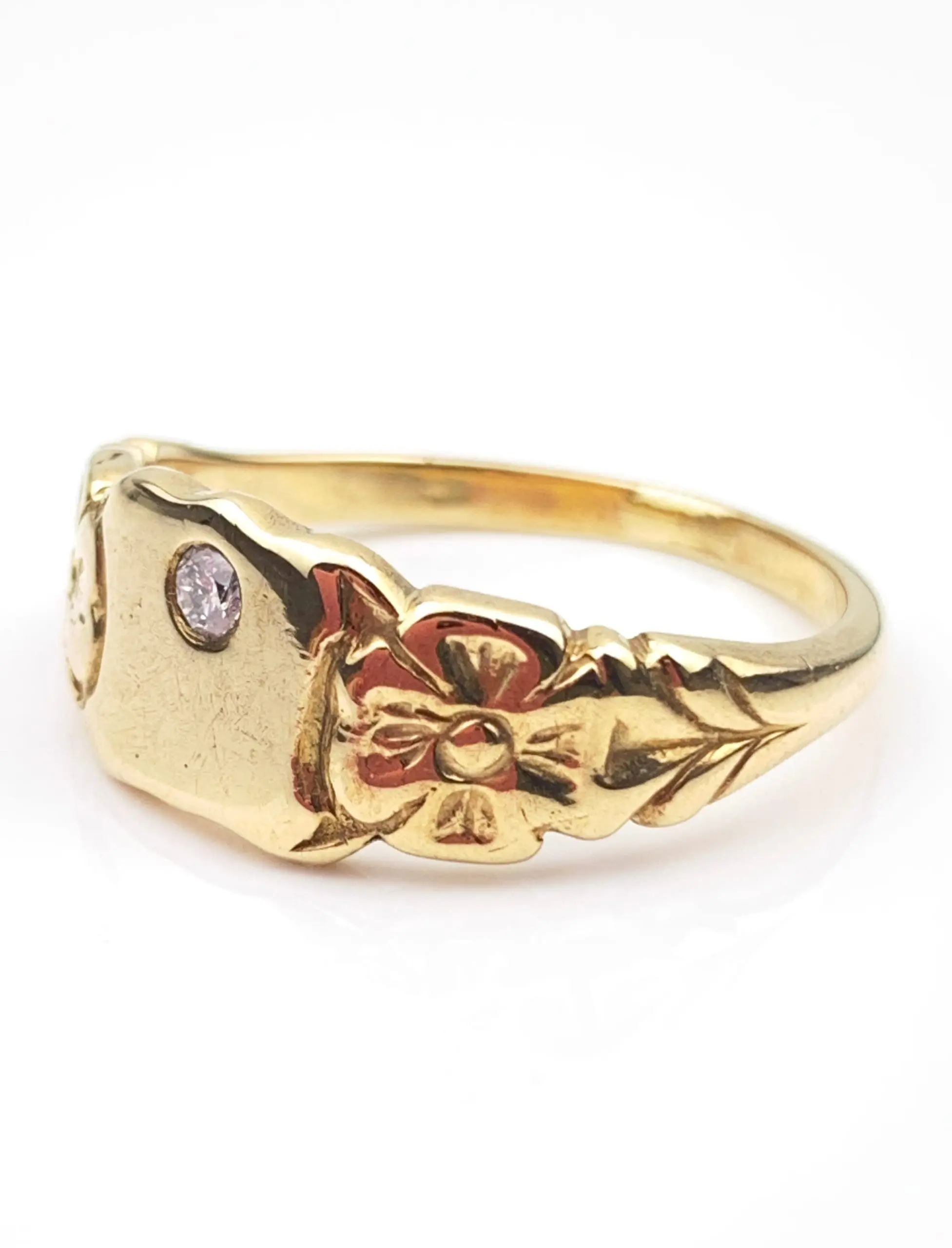 Vintage 9ct Gold Diamond Signet Ring - Image 3