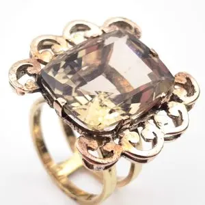 Vintage 9ct Gold Smoky Quartz Ring