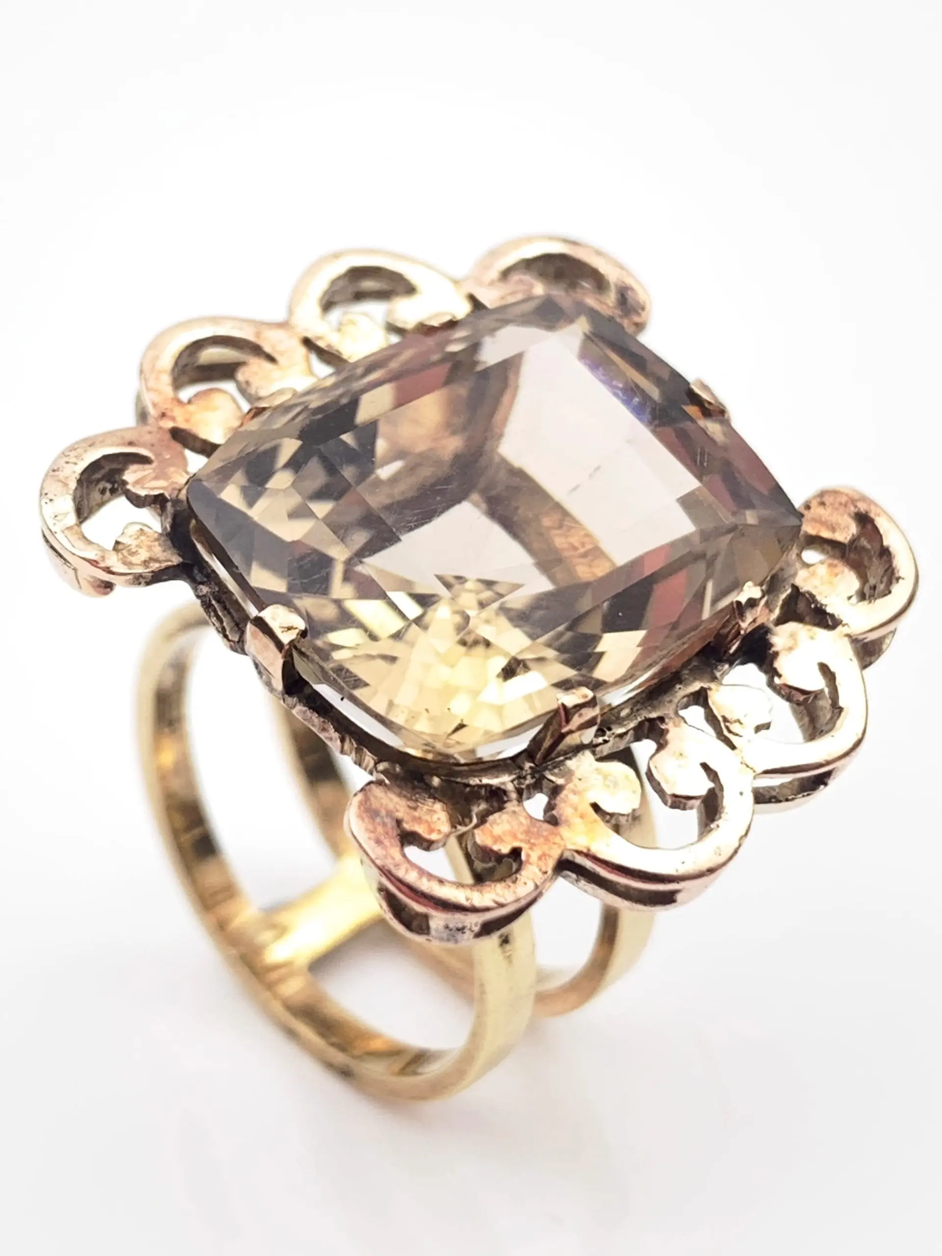 Vintage 9ct Gold Smoky Quartz Ring