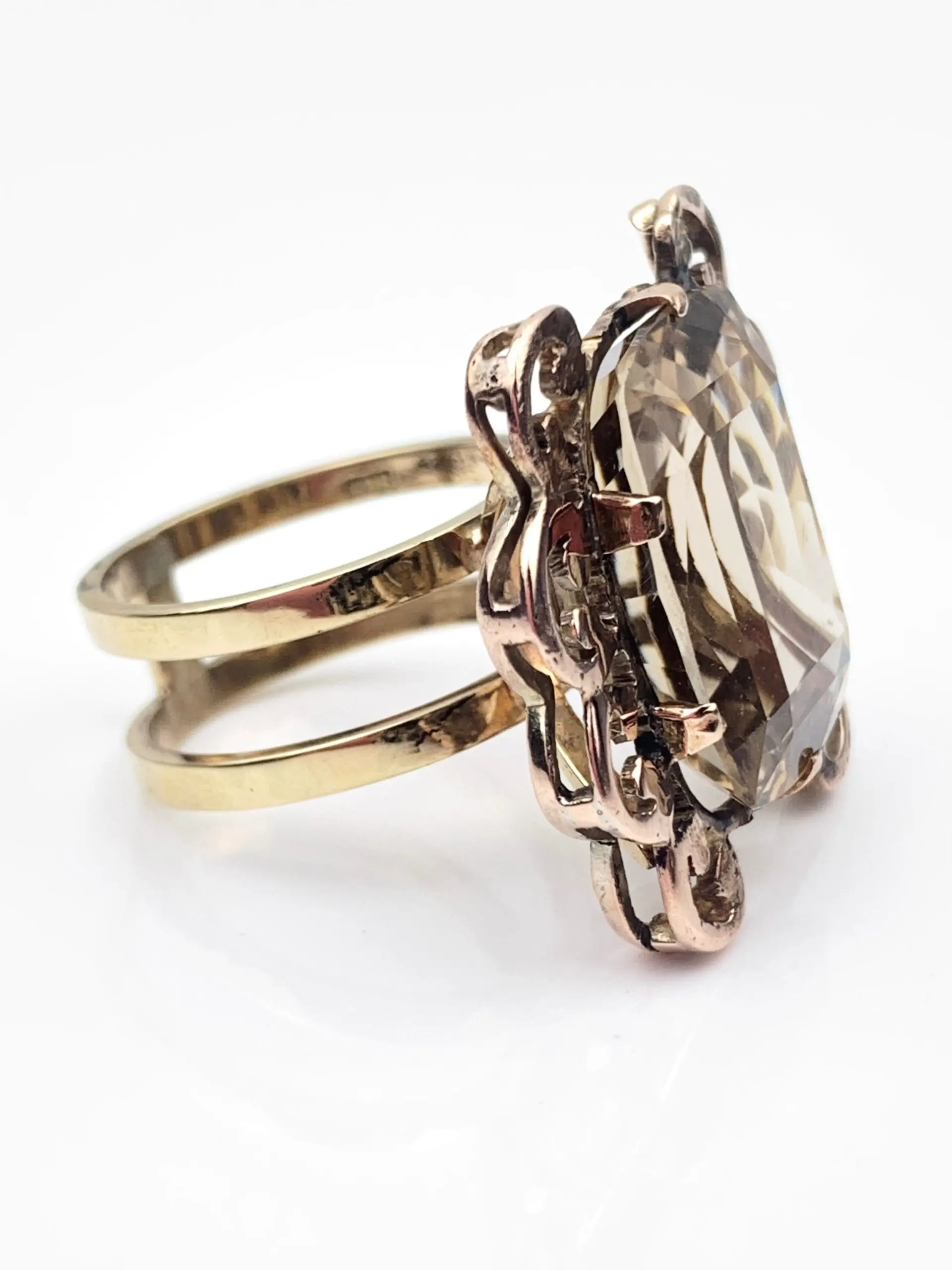 Vintage 9ct Gold Smoky Quartz Ring - Image 3