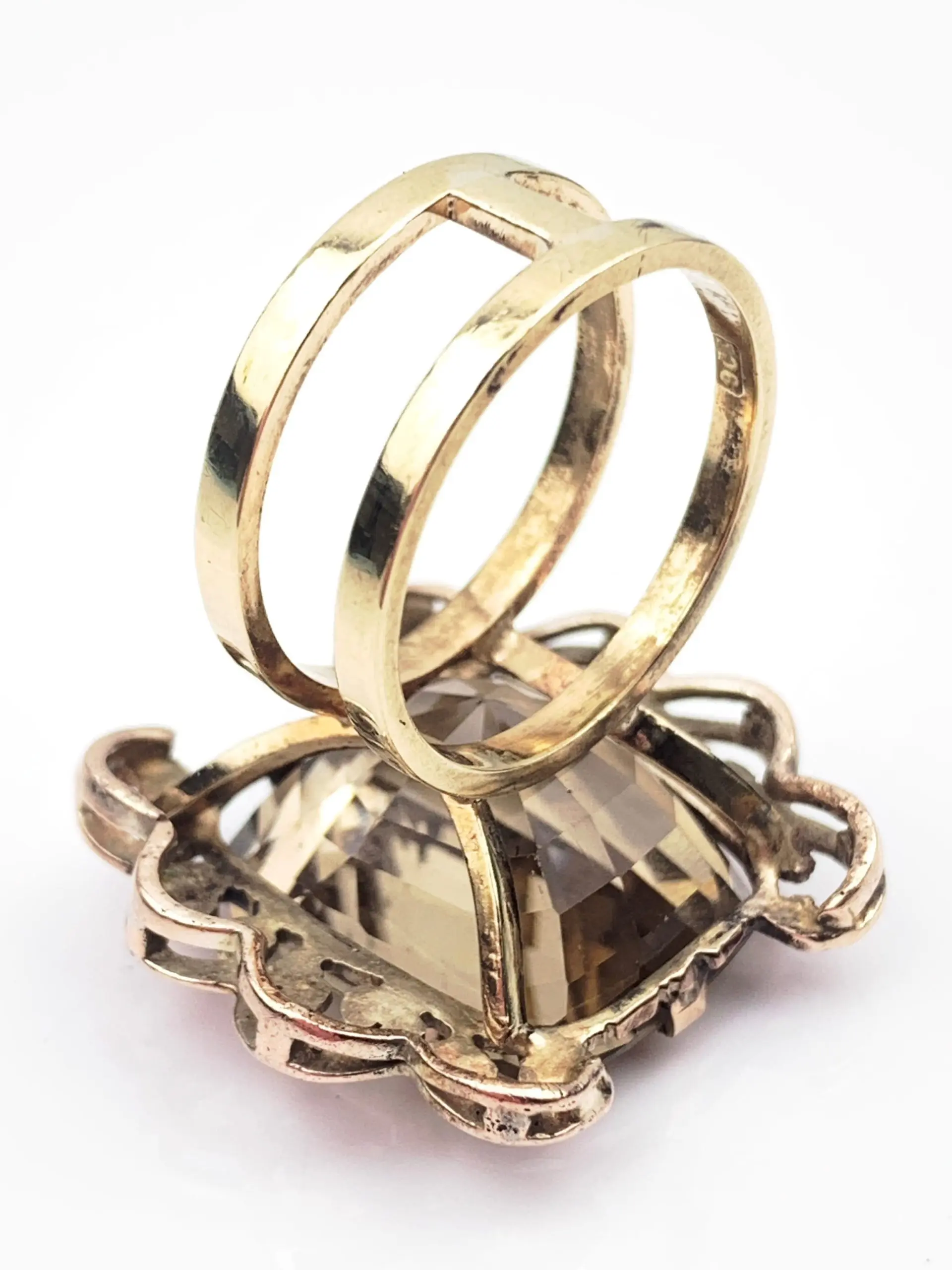 Vintage 9ct Gold Smoky Quartz Ring - Image 4