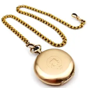 Antique 14ct Gold QTE BOUTTE Pocket Watch & Chain