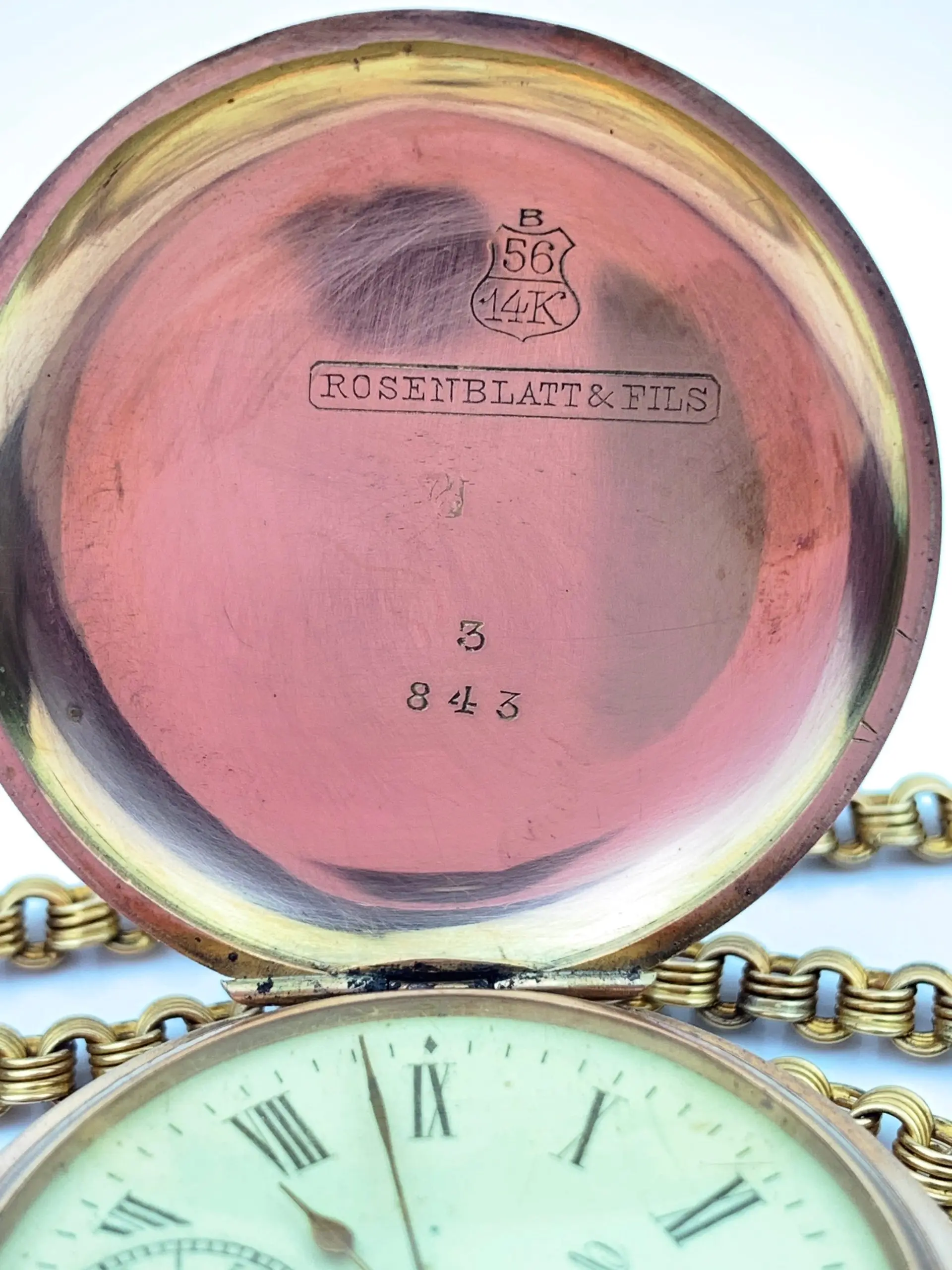 Antique 14ct Gold QTE BOUTTE Pocket Watch & Chain - Image 5