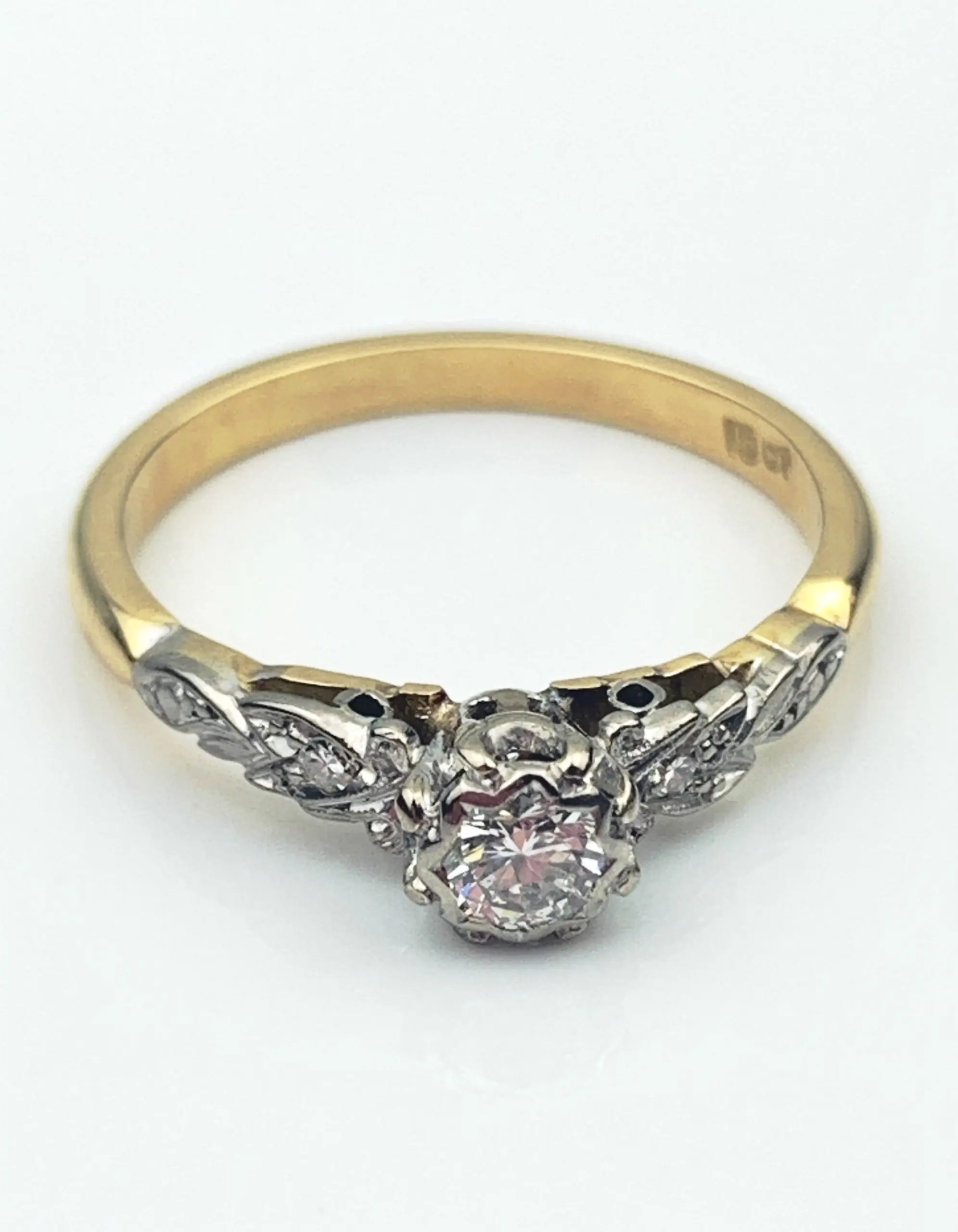 Antique Diamond Ring Art Deco 18ct Gold - Image 2