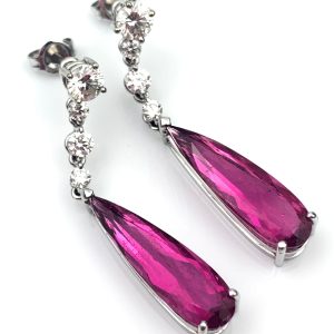 18ct Gold Pink Tourmaline Diamond Earrings
