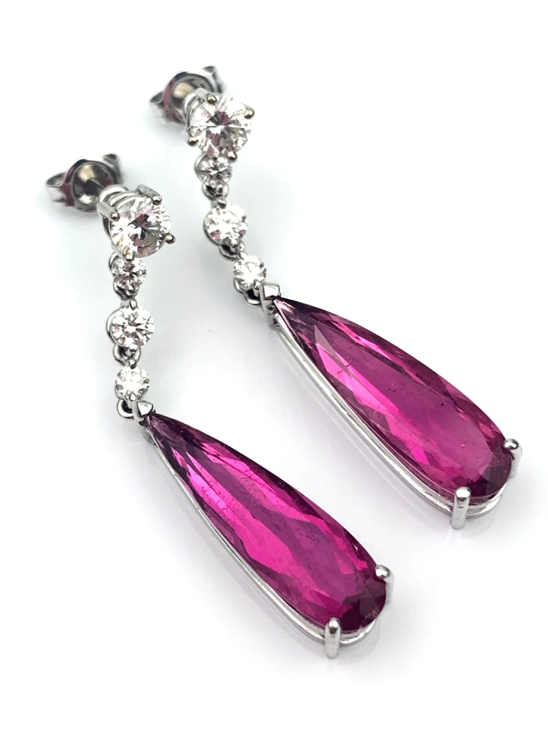 18ct Gold Pink Tourmaline Diamond Earrings