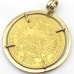 1915 Austrian Ducat Gold Coin Pendant