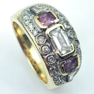 18ct Gold Diamond & Pink Sapphire Ring