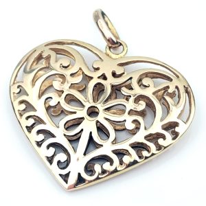 9ct Gold Filigree Heart Pendant