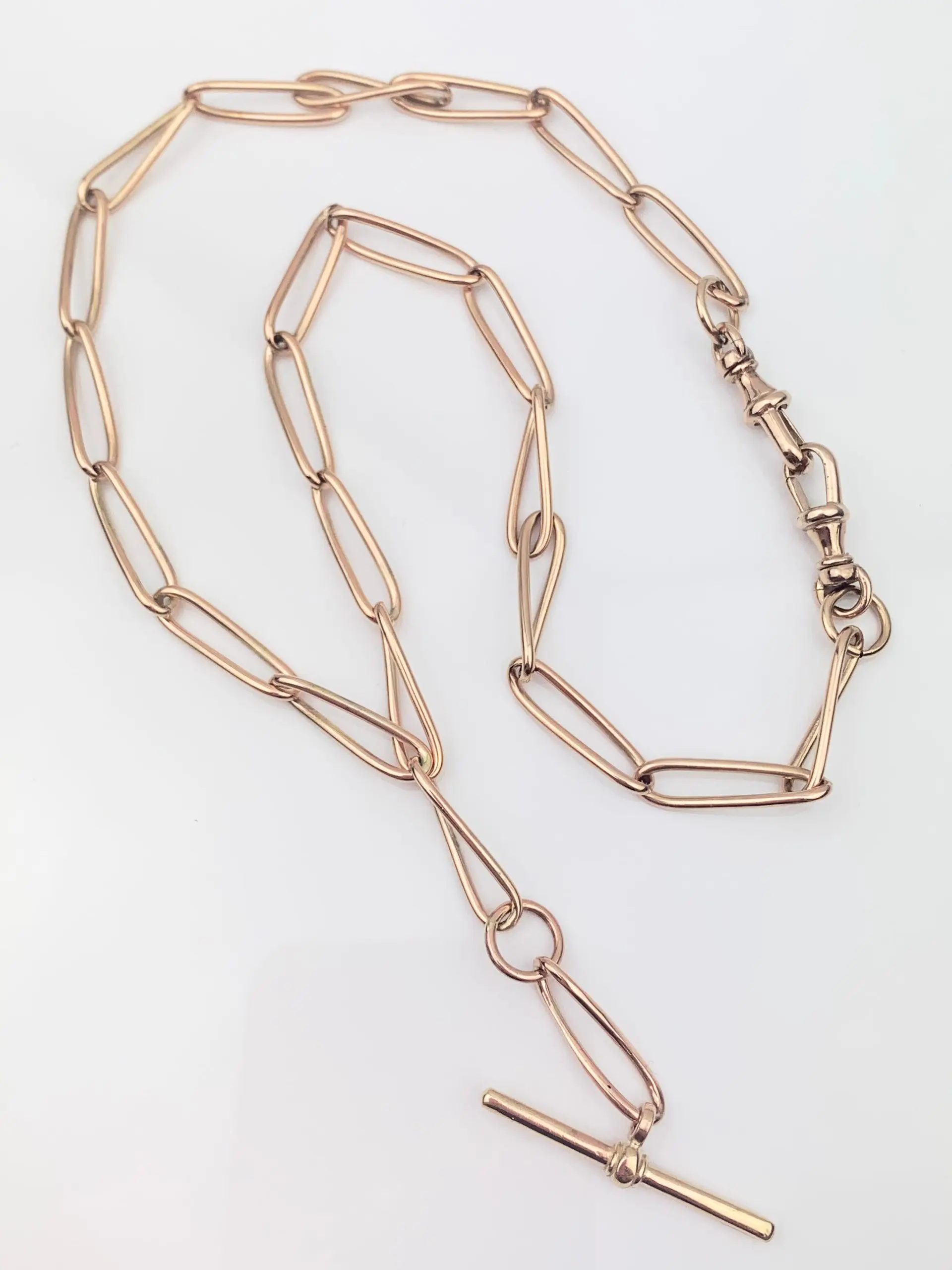 9ct Gold Trombone Necklace & T-Bar - Image 3