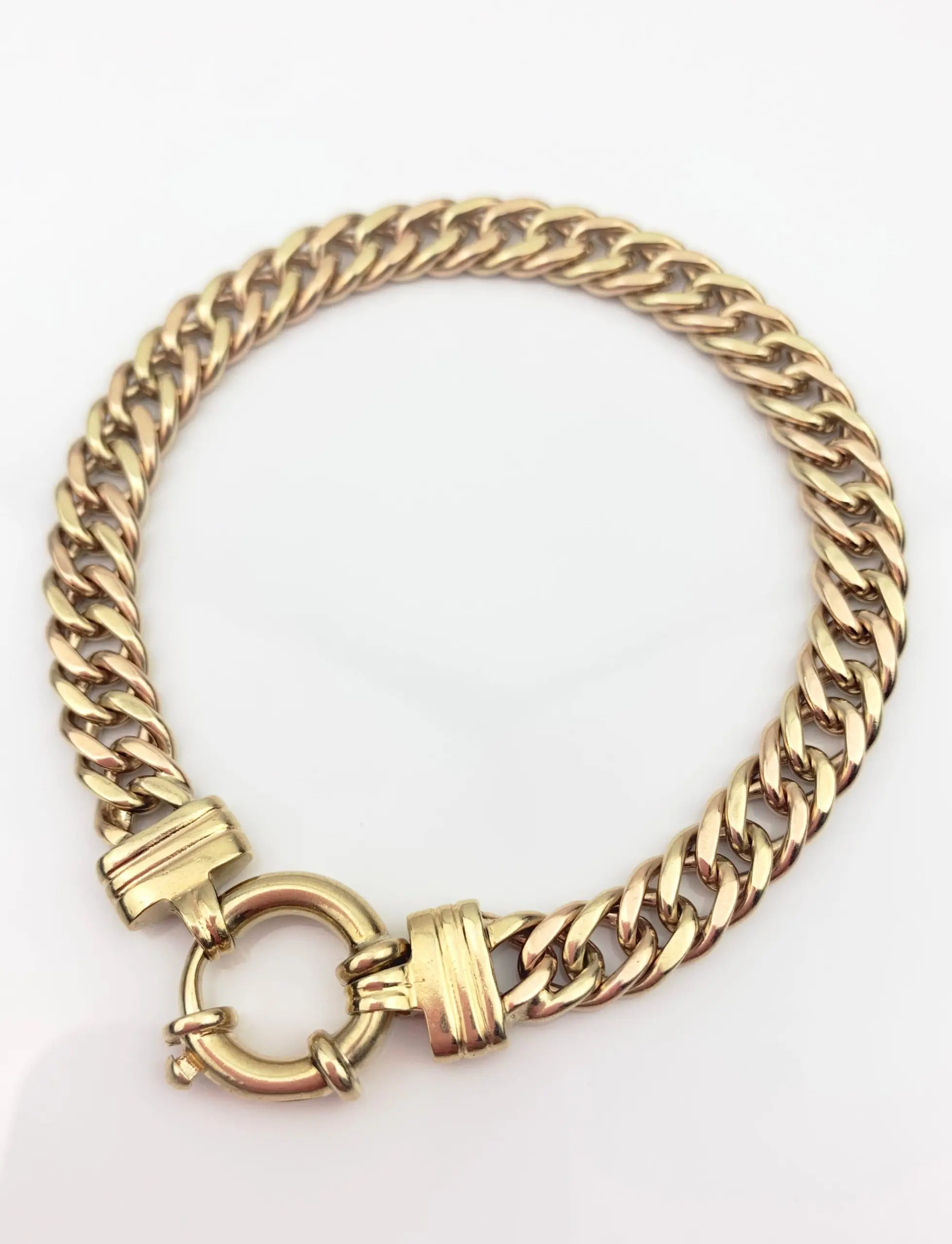 9ct Gold Bracelet Double Curb Link - Image 2
