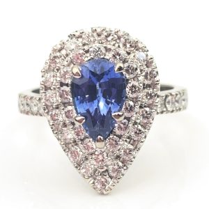 18ct Gold Diamond & Ceylon Sapphire Ring