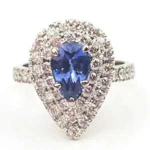 18ct Gold Diamond & Ceylon Sapphire Ring