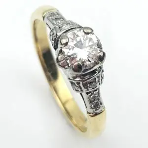 Vintage Diamond Ring Art Deco 18ct Gold