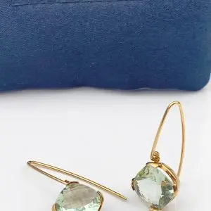 9ct Gold Green Amethyst Earrings - Jan Logan