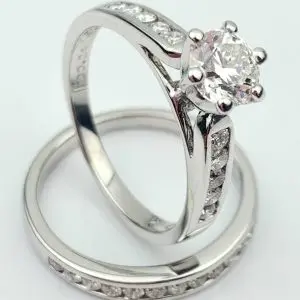 18ct Gold Diamond Engagement Ring Wedding Bridal Set