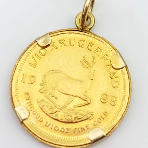 1988 Krugerrand Gold Coin Pendant 1/10oz