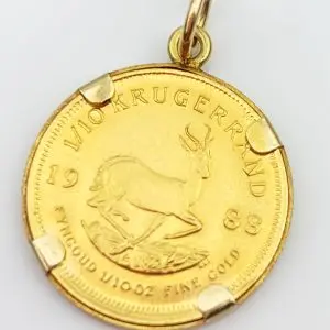 1988 Krugerrand Gold Coin Pendant 1/10oz