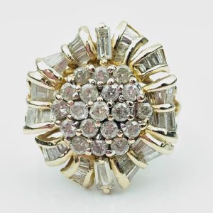 18ct Gold Sunburst Cluster Diamond Ring