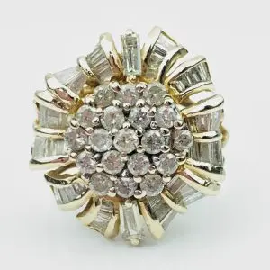 18ct Gold Sunburst Cluster Diamond Ring