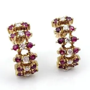 18ct Gold Diamond & Ruby Earrings