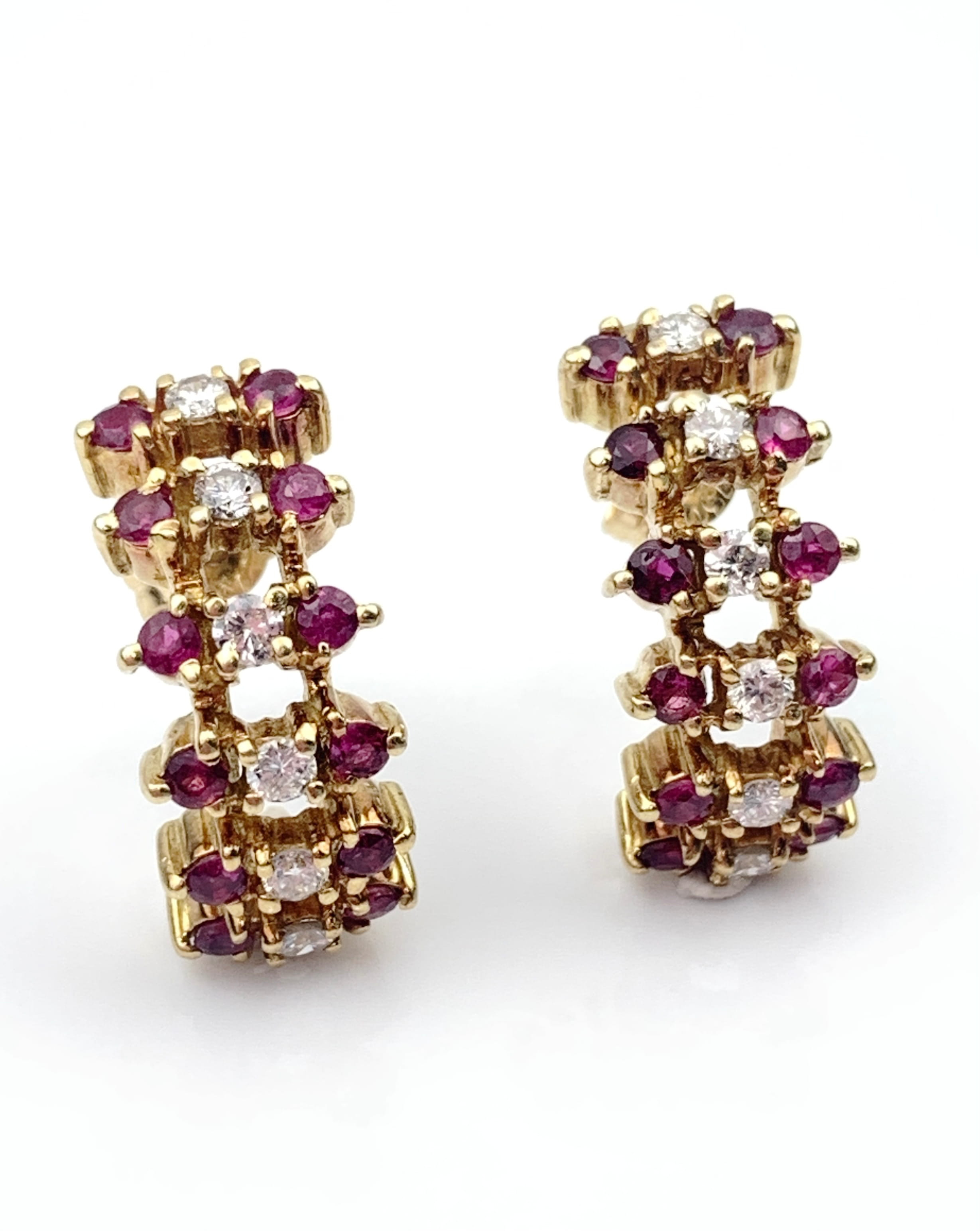 18ct Gold Diamond & Ruby Earrings