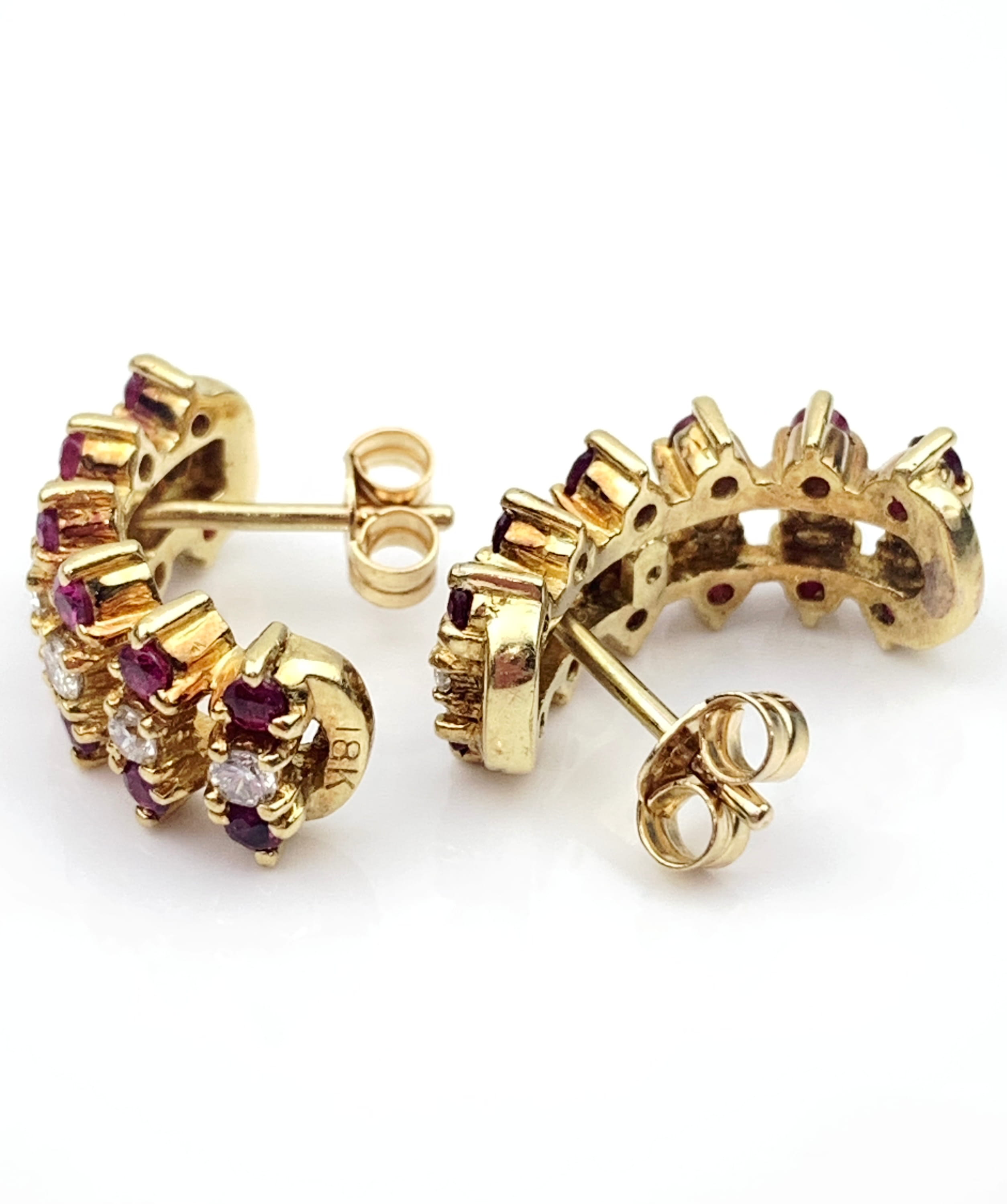 18ct Gold Diamond & Ruby Earrings - Image 3