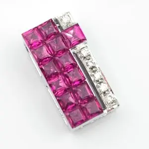 18ct White Gold Diamond & Ruby Pendant