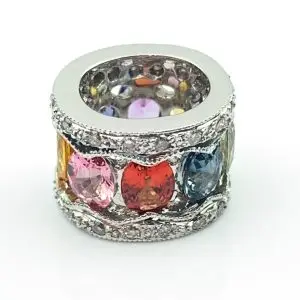 18ct Gold Diamond & Rainbow Sapphire Pendant