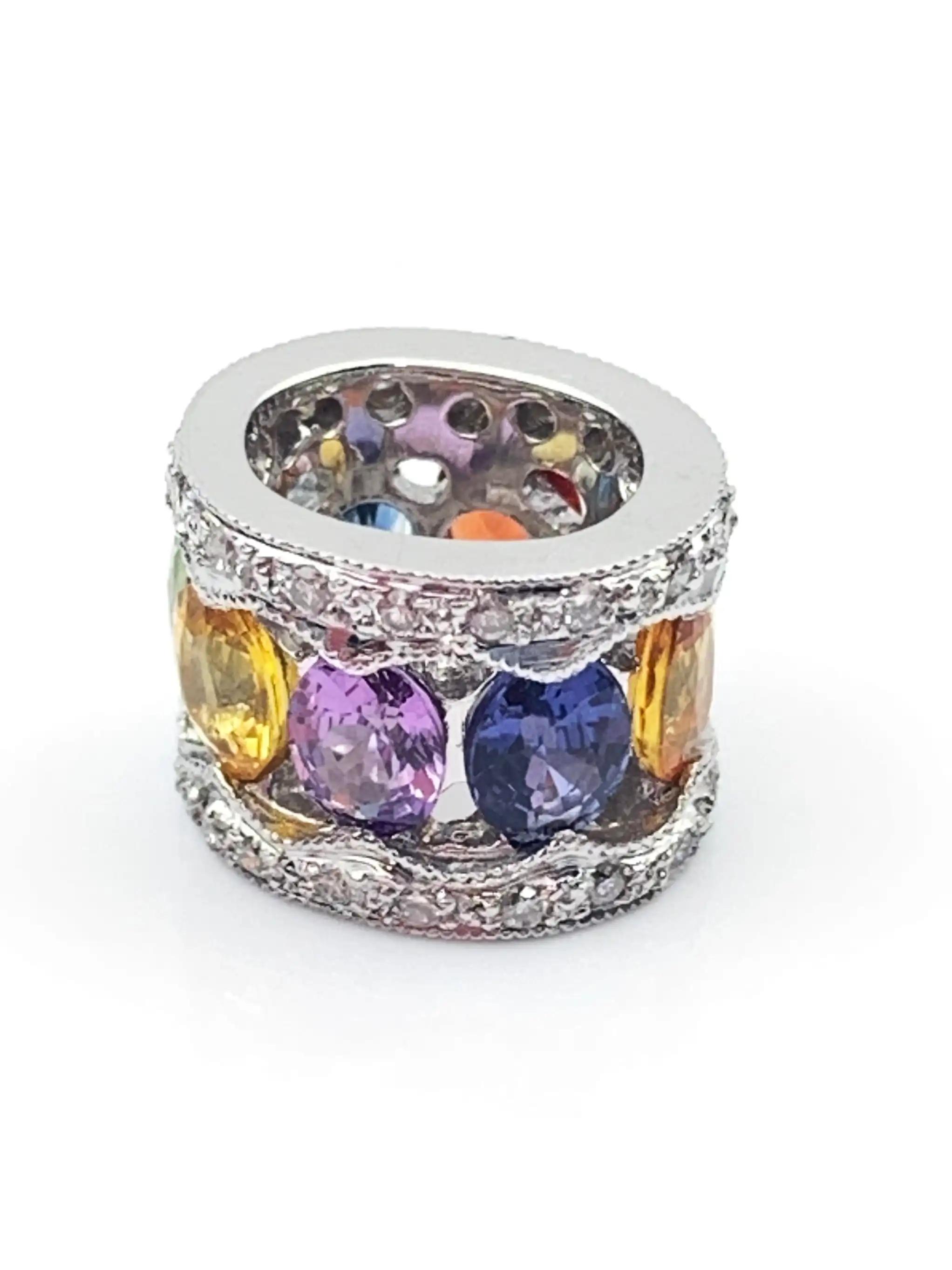 18ct Gold Diamond & Rainbow Sapphire Pendant - Image 3