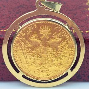 1915 Austrian Ducat Gold Coin Pendant