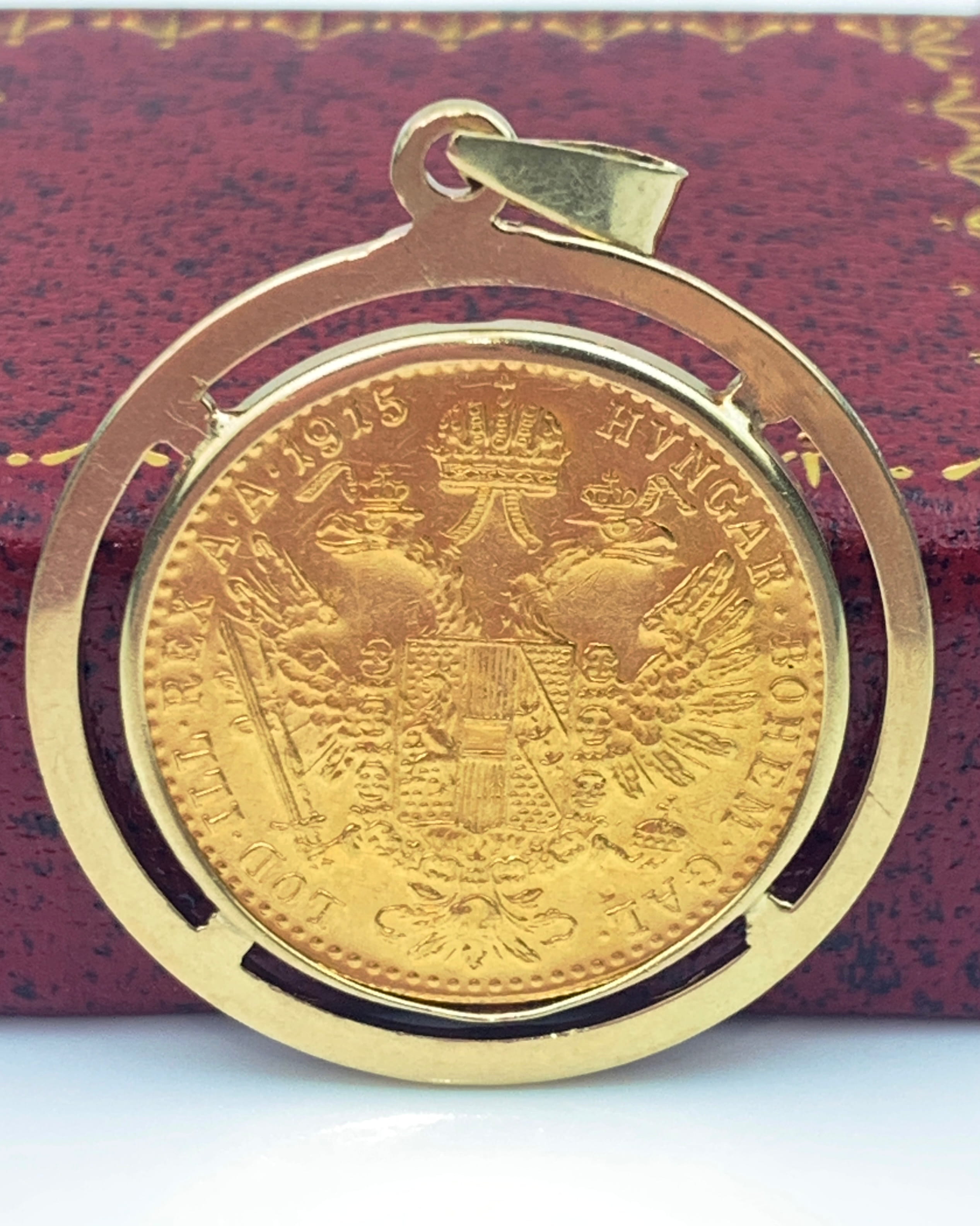1915 Austrian Ducat Gold Coin Pendant