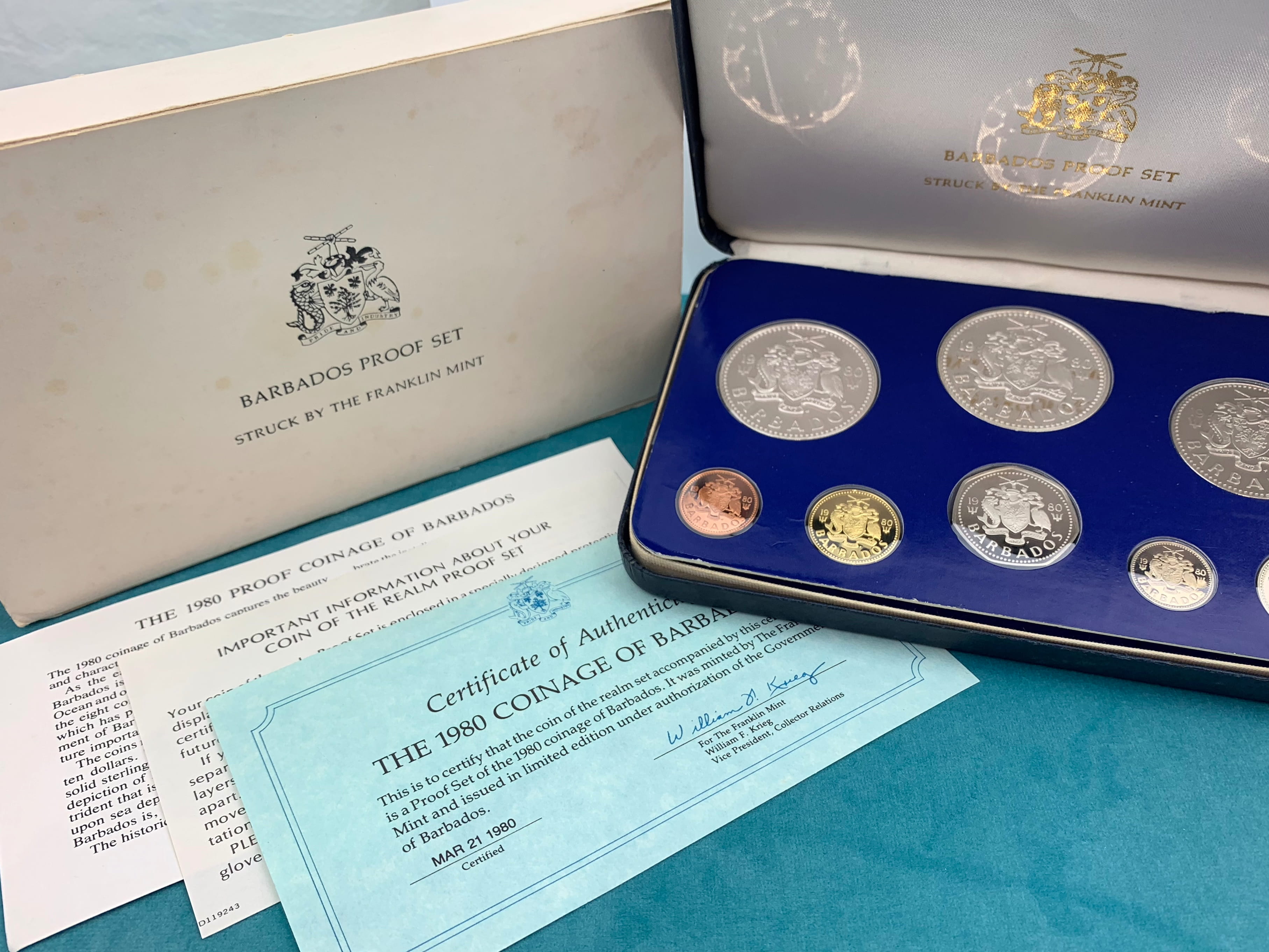 1980 Barbados Proof Coin Set - Franklin Mint - Image 2