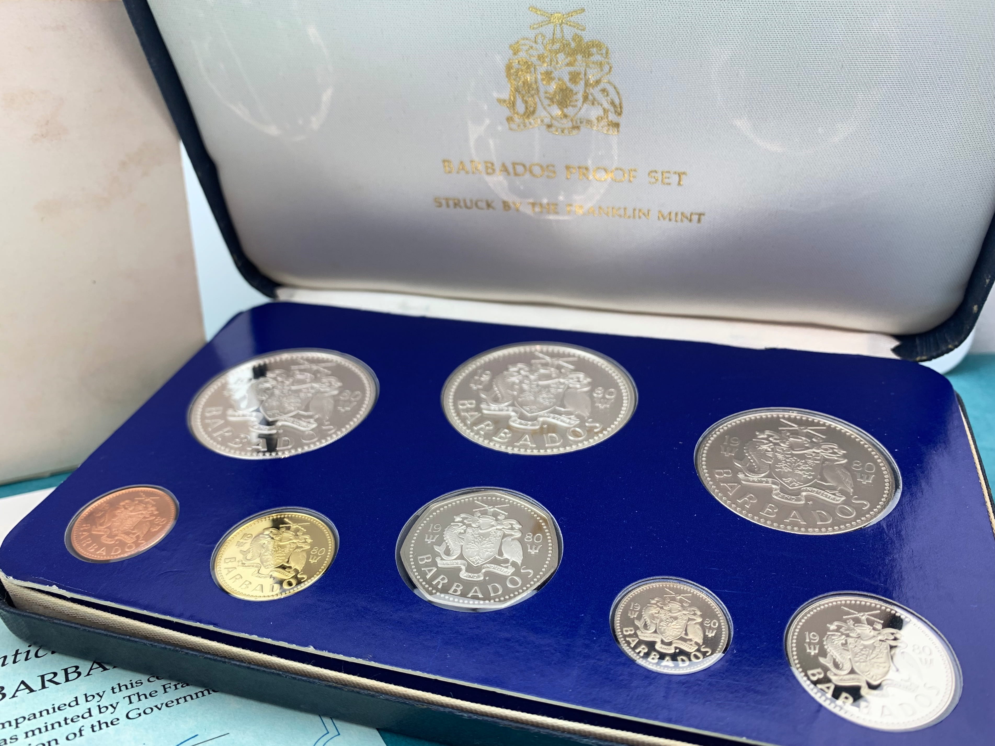 1980 Barbados Proof Coin Set - Franklin Mint