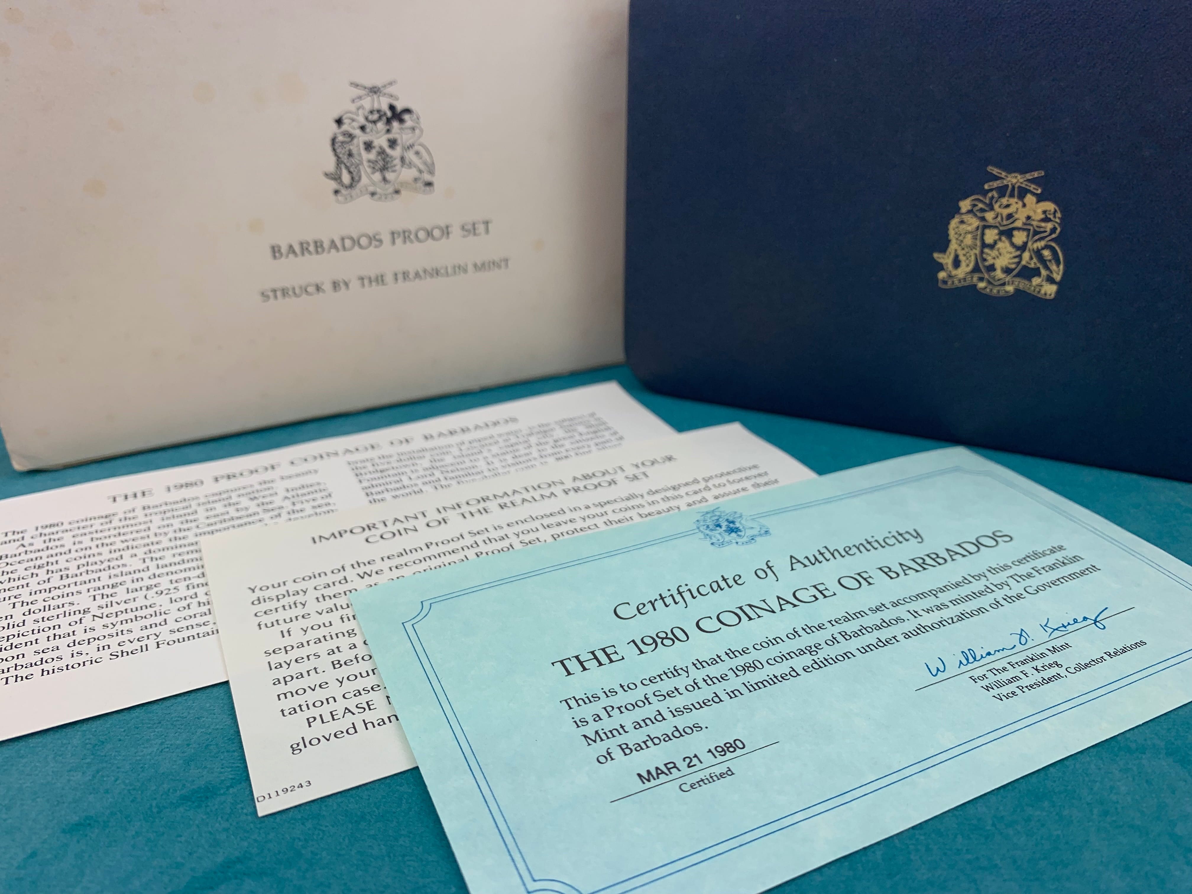 1980 Barbados Proof Coin Set - Franklin Mint - Image 3