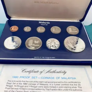 1980 Bank Negara Malaysia Proof Coin Set - Franklin Mint