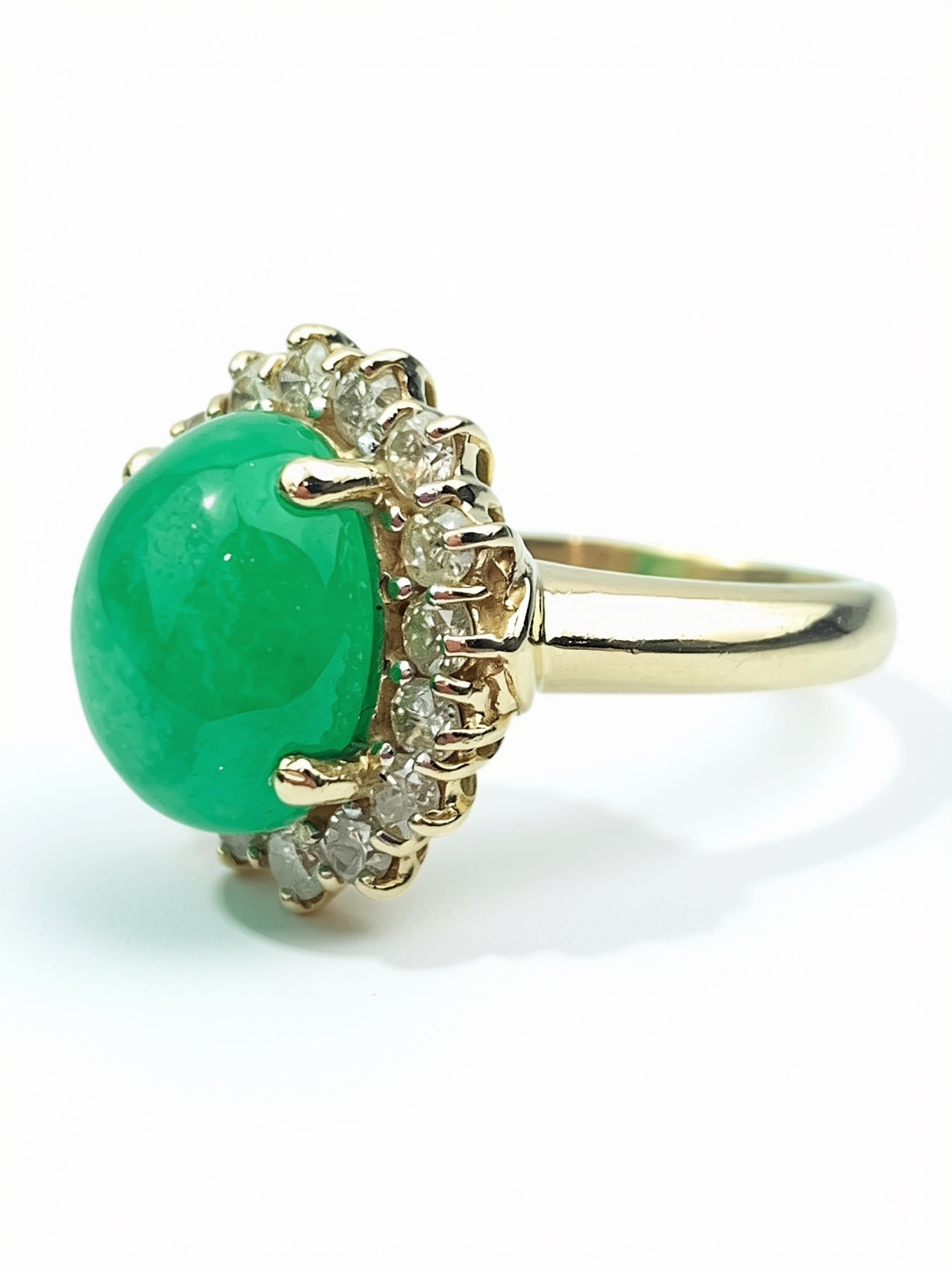 14ct Gold Diamond & Jade Ring - Image 3