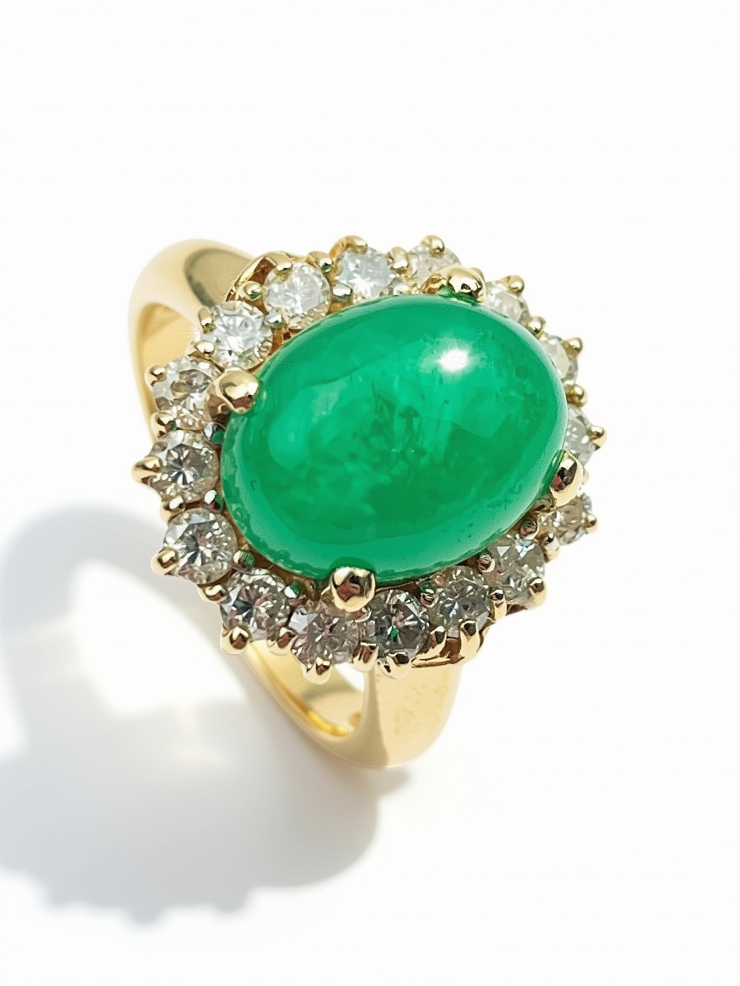 14ct Gold Diamond & Jade Ring