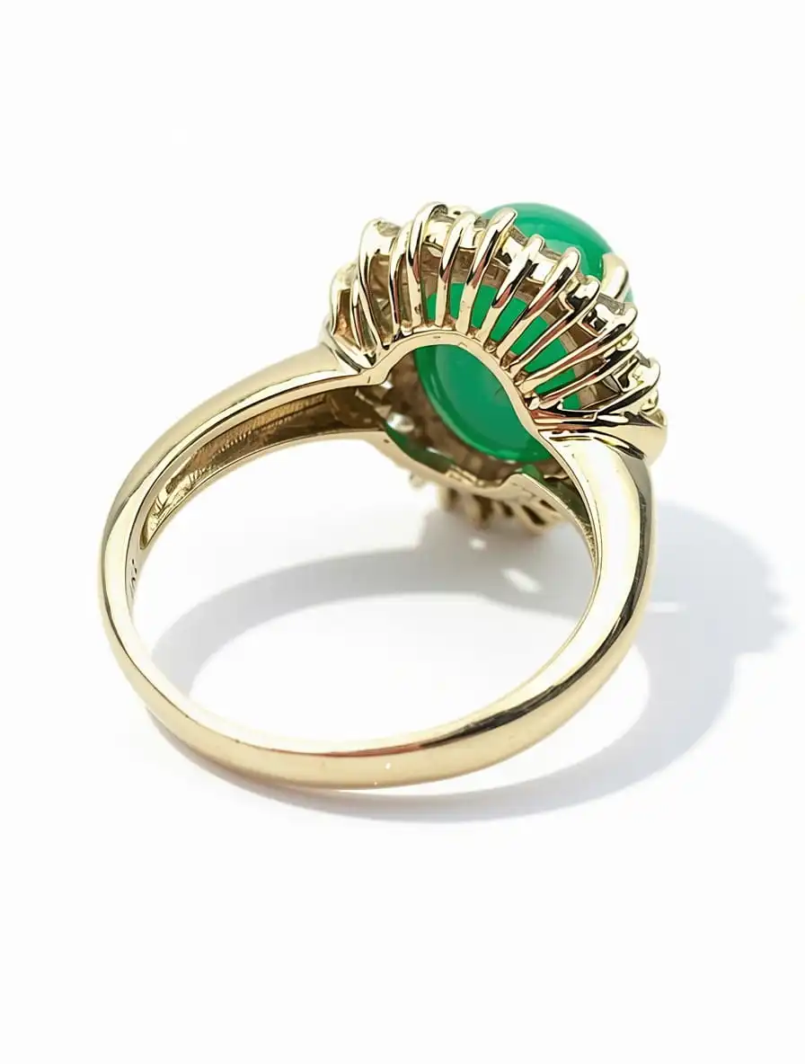 14ct Gold Diamond & Jade Ring - Image 4