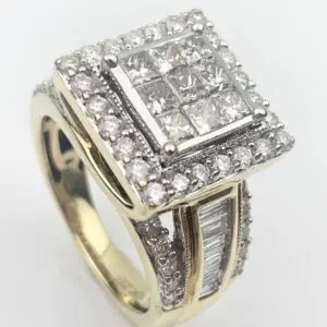 10ct Gold Halo Cluster Diamond Ring