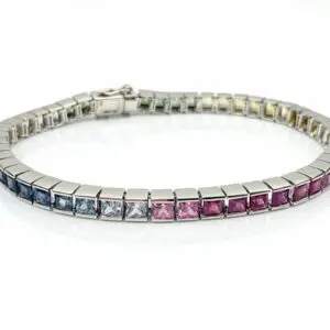 18ct Gold Rainbow Sapphire Tennis Bracelet