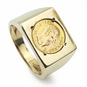 9ct Gold Mexican Emperor Coin Ring